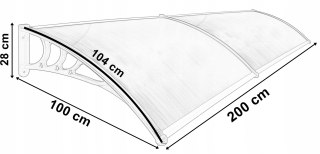 Daszek plastikowy MAKO DUO 100x200cm czarny