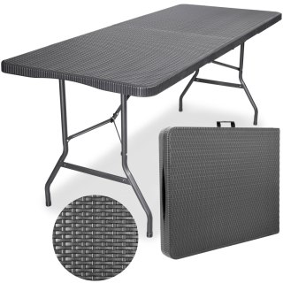 Stół cateringowy RATTAN składany w walizkę - 180 cm szary
