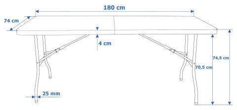 Stół cateringowy RATTAN składany w walizkę - 180 cm szary Stół cateringowy RATTAN składany w walizkę - 180 cm szary