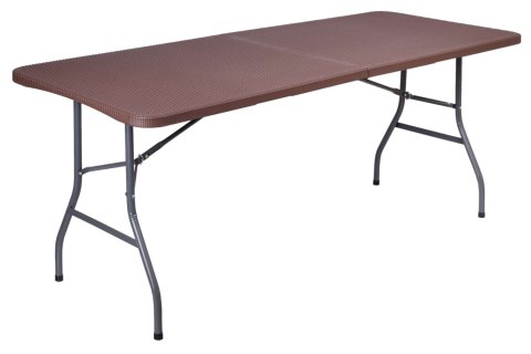 Zestaw cateringowy Rattan brąz stół 180 cm+ 2 ławki