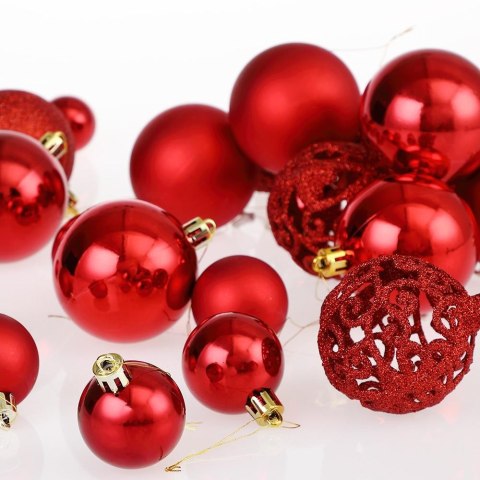 Zestaw bombek choinkowych REGALO CZERWONY 100 sztuk
