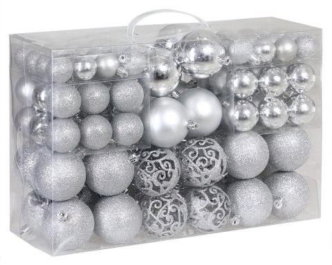 Zestaw bombek choinkowych REGALO SREBRNY 100 sztuk Zestaw bombek choinkowych REGALO SREBRNY 100 sztuk