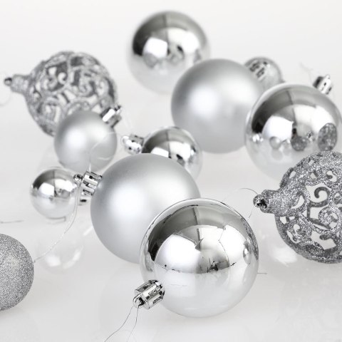 Zestaw bombek choinkowych REGALO SREBRNY 100 sztuk Zestaw bombek choinkowych REGALO SREBRNY 100 sztuk