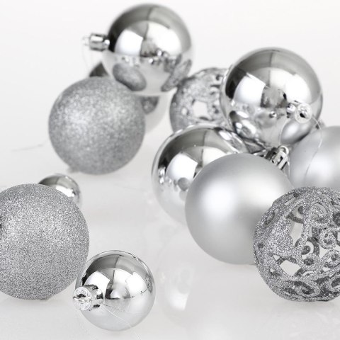 Zestaw bombek choinkowych REGALO SREBRNY 100 sztuk Zestaw bombek choinkowych REGALO SREBRNY 100 sztuk