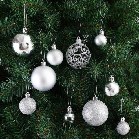Zestaw bombek choinkowych REGALO SREBRNY 100 sztuk Zestaw bombek choinkowych REGALO SREBRNY 100 sztuk