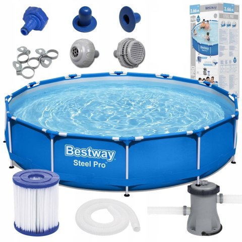 Basen stelażowy z pompą 366x76cm BESTWAY Basen stelażowy z pompą 366x76cm BESTWAY