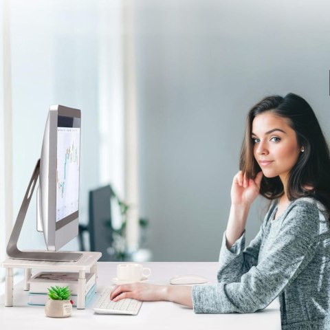 Podstawka pod monitor laptop MULING biała + szuflada Podstawka pod monitor laptop MULING biała + szuflada