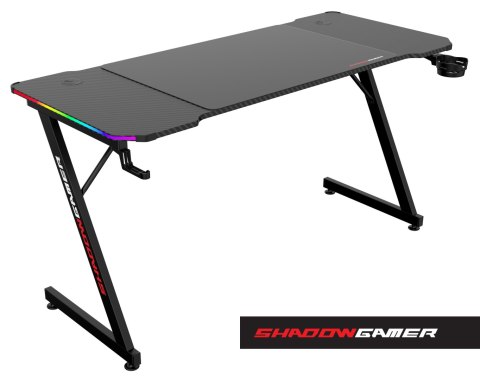 Biurko gamingowe SHADOW GAMER 2.0 140 cm LED RGB podkładka Biurko gamingowe SHADOW GAMER 2.0 140 cm LED RGB podkładka