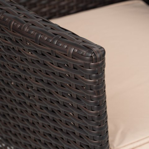 Ławka ogrodowa z technorattanu sofa CORDOBA czarna z beżowymi poduszkami