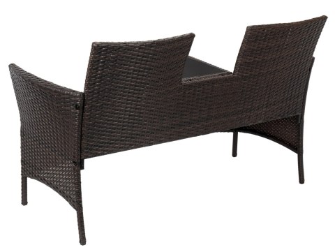 Ławka ogrodowa z technorattanu sofa CORDOBA czarna z beżowymi poduszkami