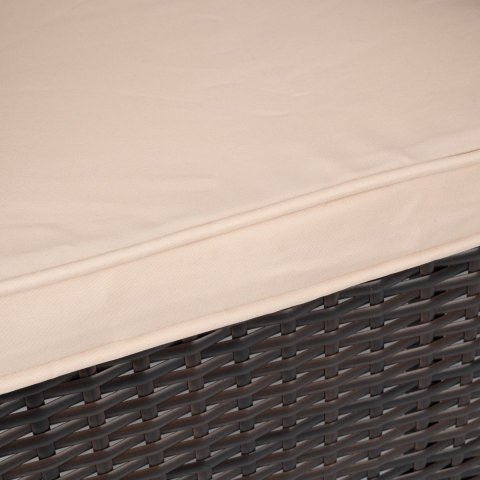 Ławka ogrodowa z technorattanu sofa CORDOBA czarna z beżowymi poduszkami