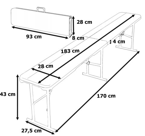 Ławka cateringowa składana WOODLAND brązowa 183 cm