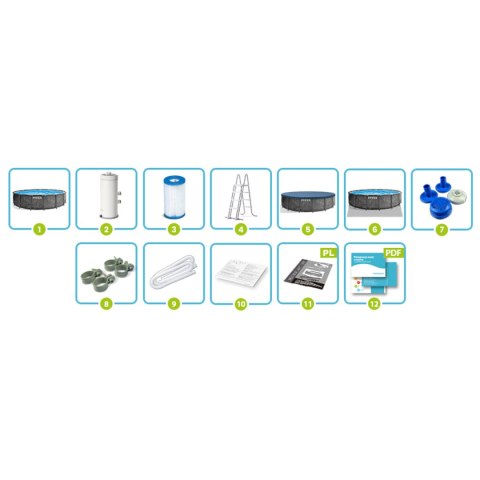Basen ogrodowy stelażowy 457 x 122 cm zestaw 12w1 INTEX 26742