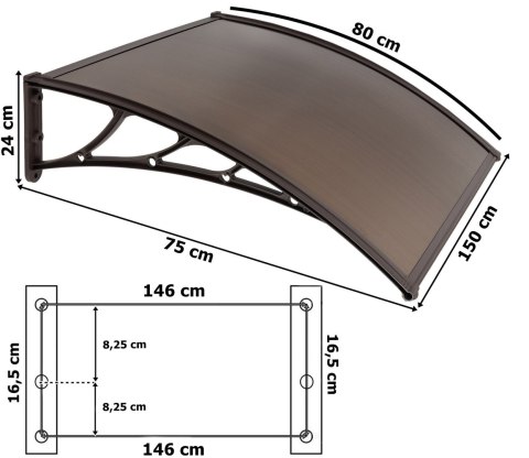 Daszek nad drzwi Eko 80x150cm brązowy