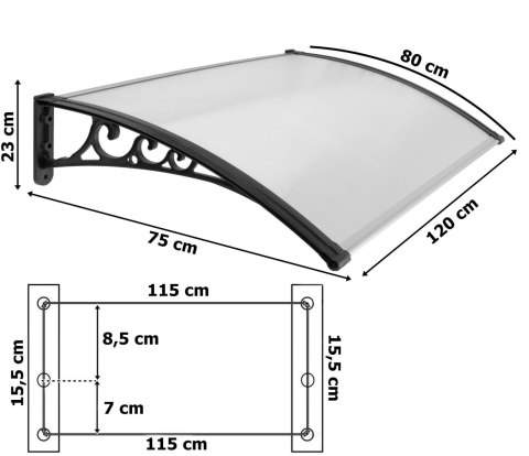 Daszek nad drzwi Sano 80x120cm czarny
